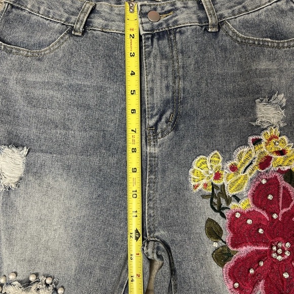URSIME Embroidered Beaded Jeans Women’s Size Medium (waist 30”) Boho Hi Rise - Picture 9 of 10